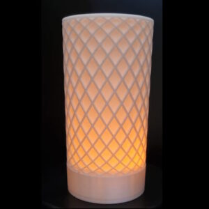 Wit Lampje met Kaarslicht – 3D Geprint, 14 cm